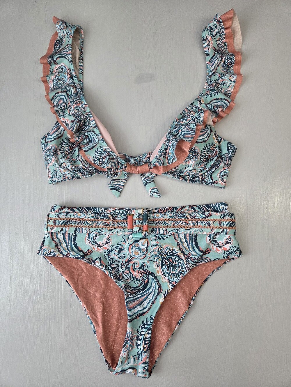 Cosita Linda Ruffled Bikini Top and Reversible High Rise Bottoms